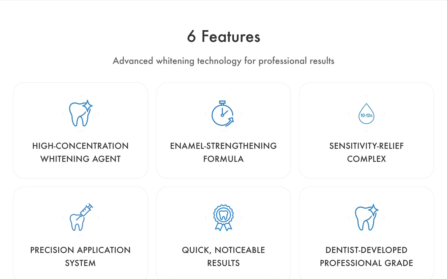 パソコン表示：Infinite Tooth Care の商品の6つの特長（6 Features）
